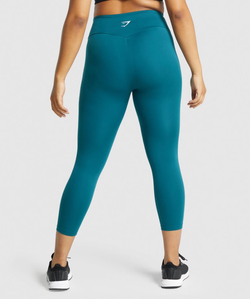 Legginsy Gymshark Treningowe 7/8 Damskie Turkusowe | PL 829KFQ